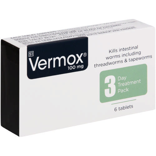 Vermox 100mg tablets 6's